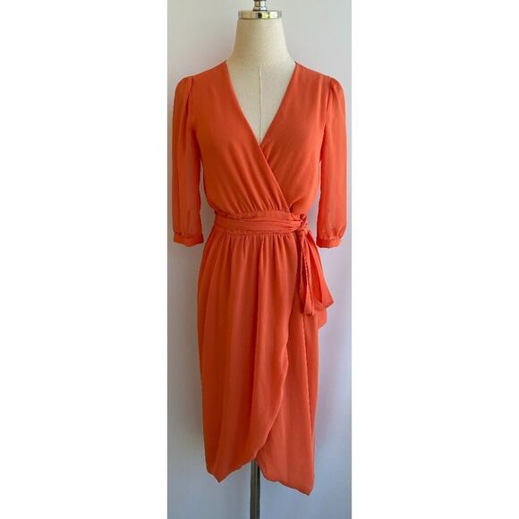 NISSA Womens Tulip Wrap Dress 3/4 Sleeve sz 4 - Picture 1 of 10